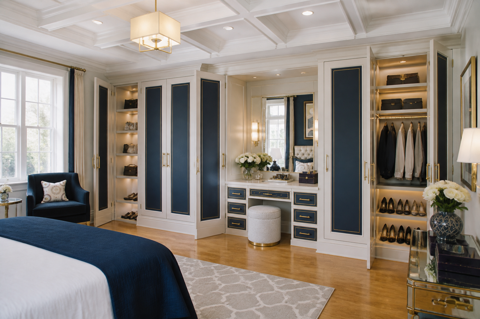 Midnight Suite fitted wardrobe and dressing area